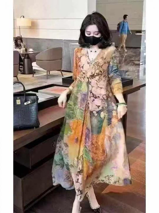 法式高级感印花连衣裙