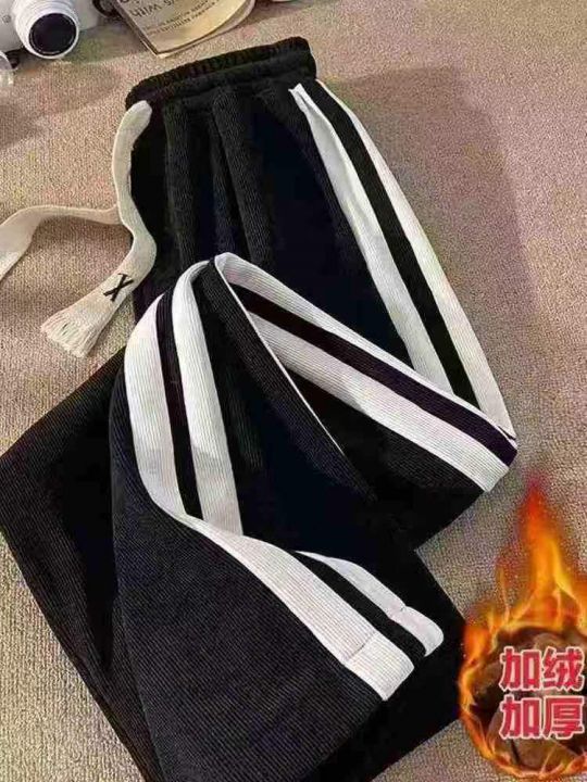 灯芯绒侧边条纹休闲裤