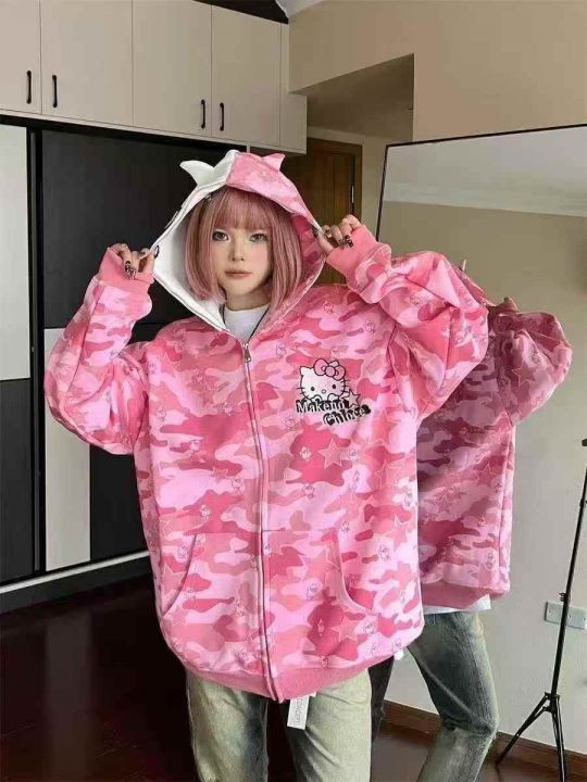 华棉美式凯蒂猫加绒连