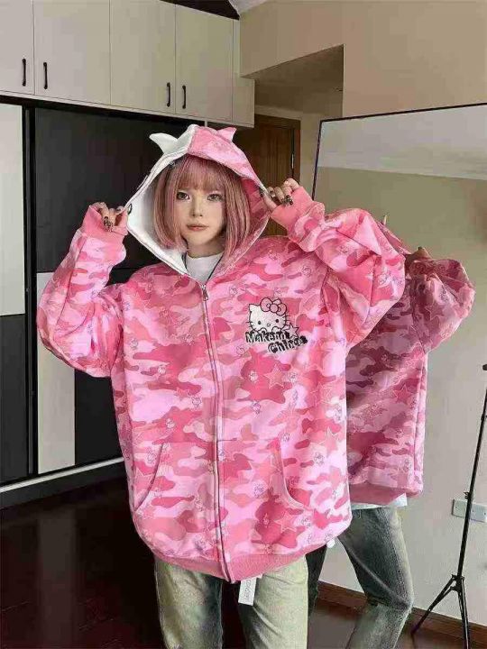 华棉美式凯蒂猫加绒连