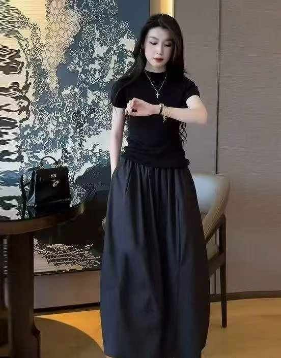 夏季新款复古假两件拼