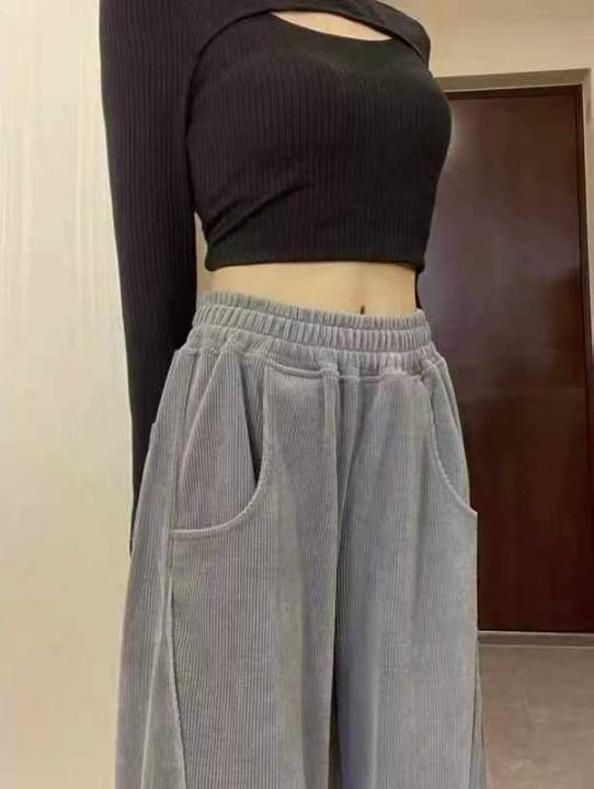 美式复古运动裤女高腰