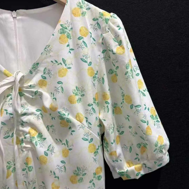 女装连衣裙夏日柠香V