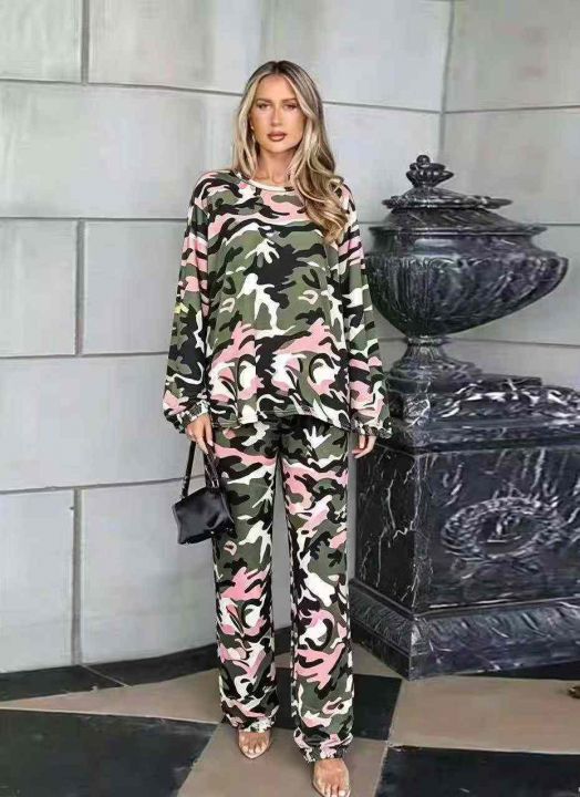 外贸迷彩女士套装，全