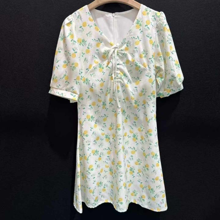 女装连衣裙夏日柠香V