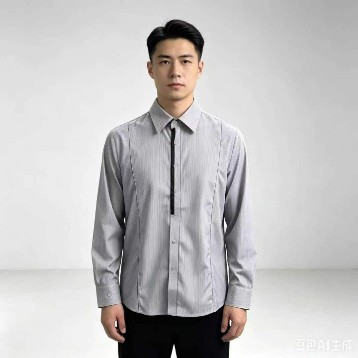 高级细条纹男士长袖衬