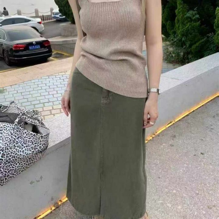 复古高腰牛仔半身长裙