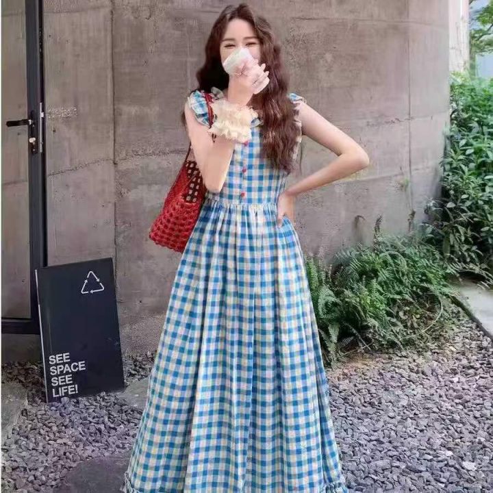 棉麻大长款连衣裙，清