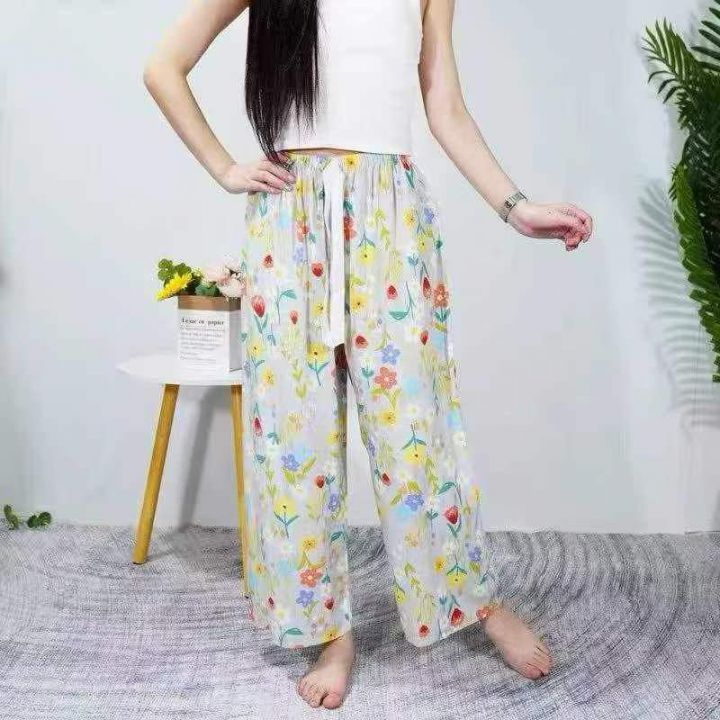 棉绸睡裤女夏人造棉薄