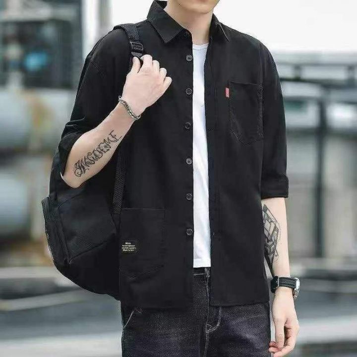男士韩版休闲工装衬衫