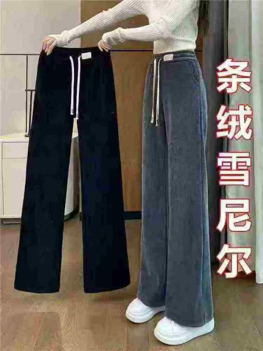 加绒灯芯绒阔腿裤女秋