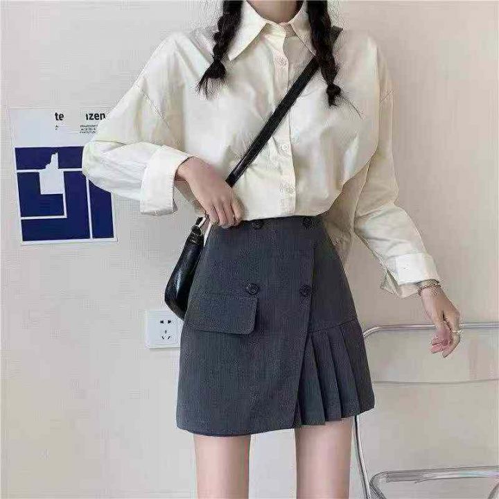 ♍甜酷西装百褶高腰A