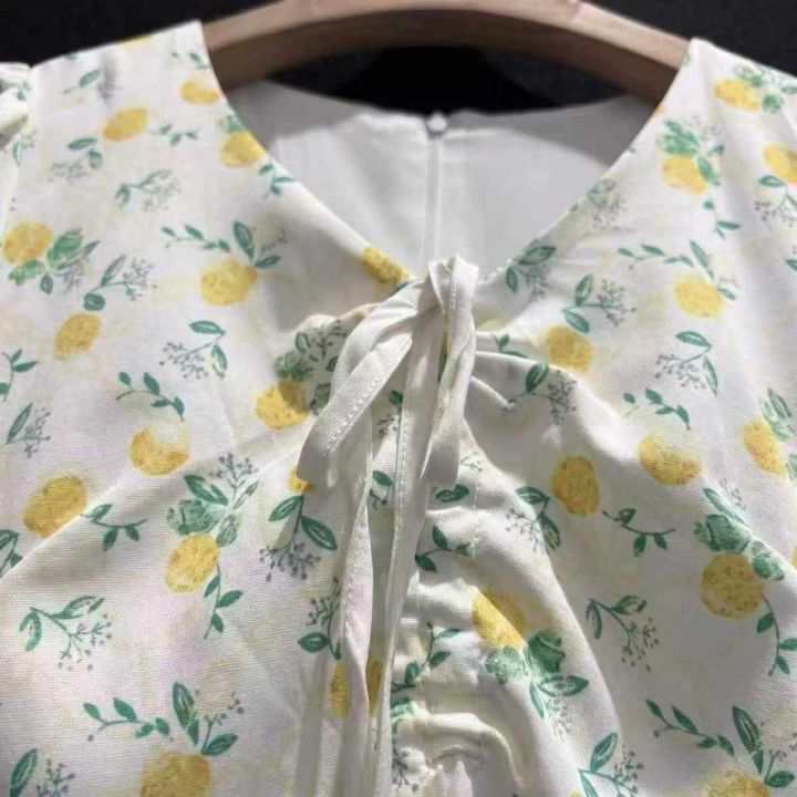 女装连衣裙夏日柠香V