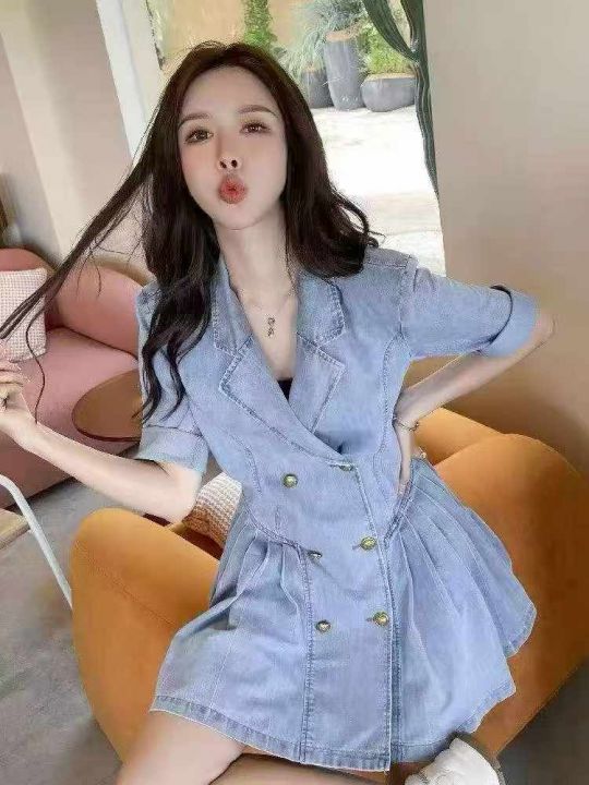 辣妹牛仔连衣裙女夏季