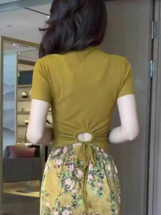 ☕️设计感后背绑带短