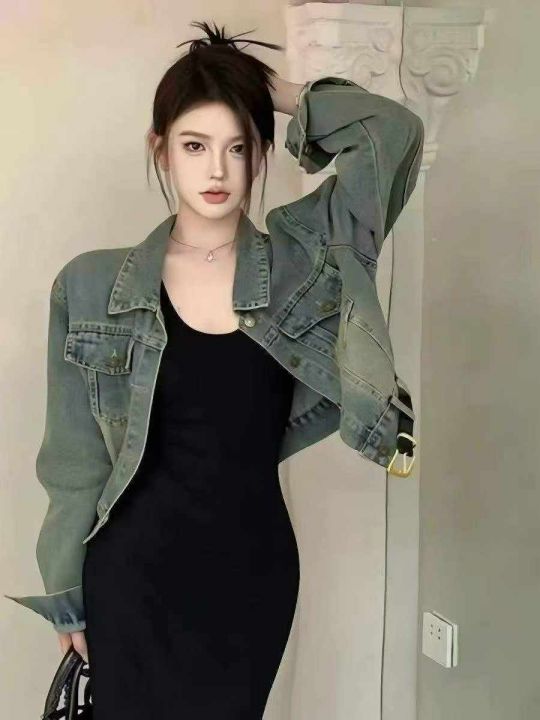 辣妹美式复古牛仔短外