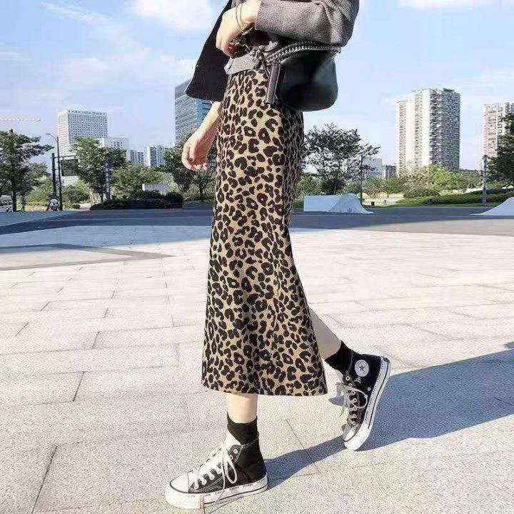 豹纹a字半身裙女秋季