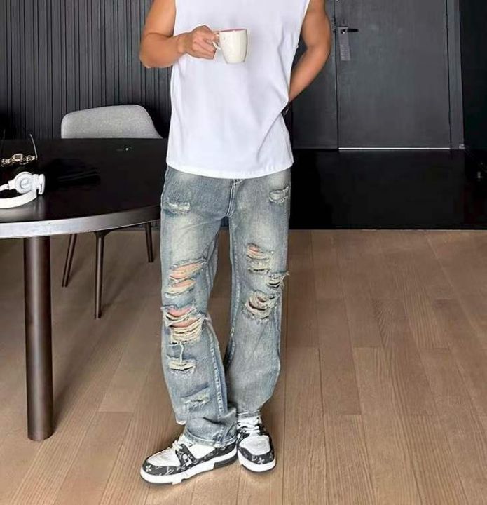 春秋新款破洞设计款直