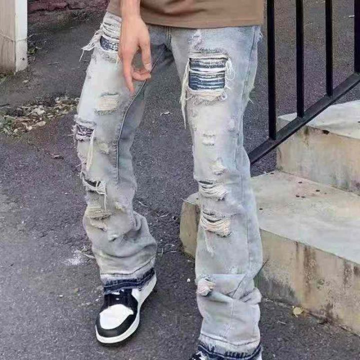 春秋新款破洞设计款男