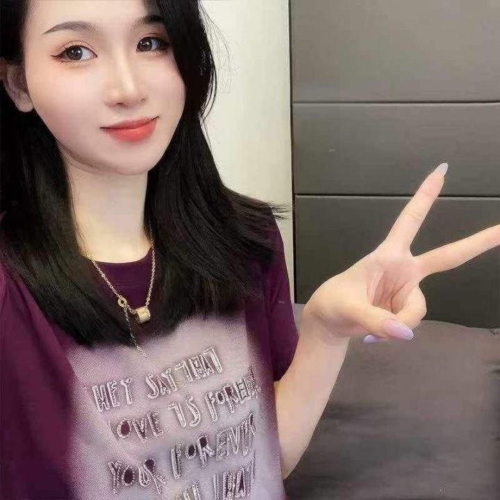 纯棉重工烫钻女士T恤