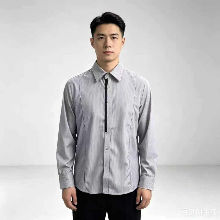 高级细条纹男士长袖衬