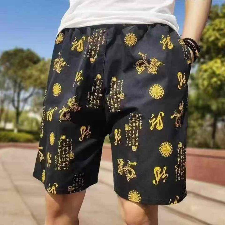 男中国风花外穿宽松夏