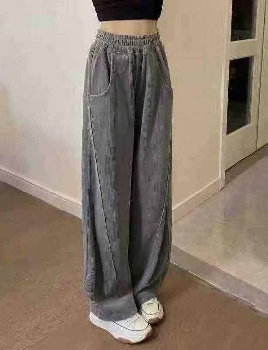 美式复古运动裤女高腰