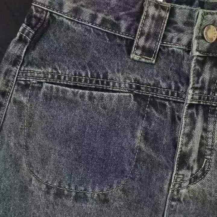  牛仔半身裙 高腰显