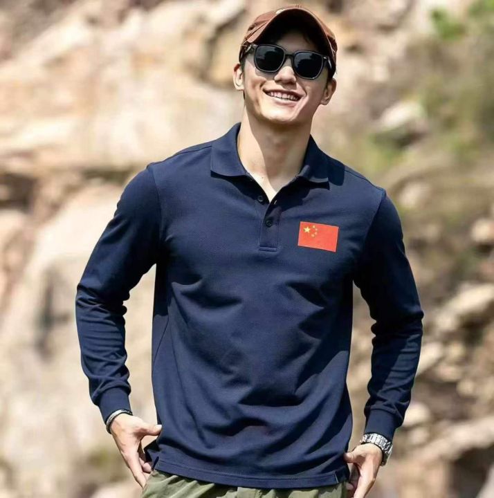 男士长袖纯棉polo
