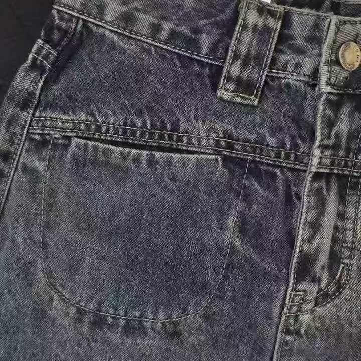  牛仔半身裙 高腰显