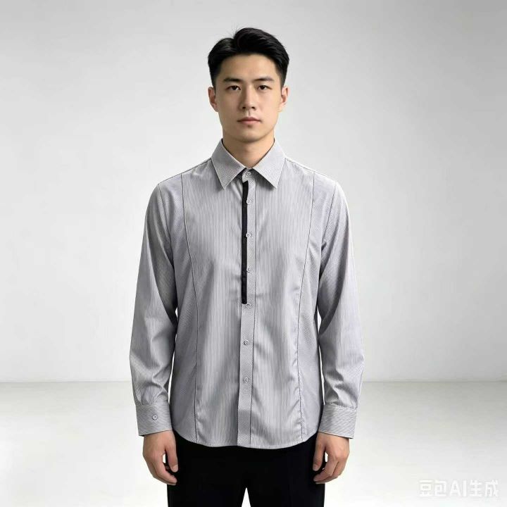 高级细条纹男士长袖衬