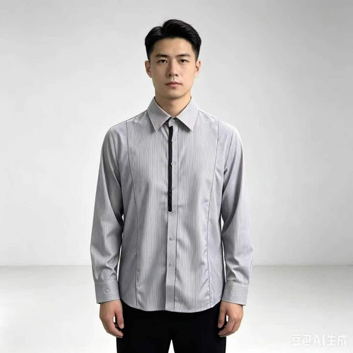 高级细条纹男士长袖衬