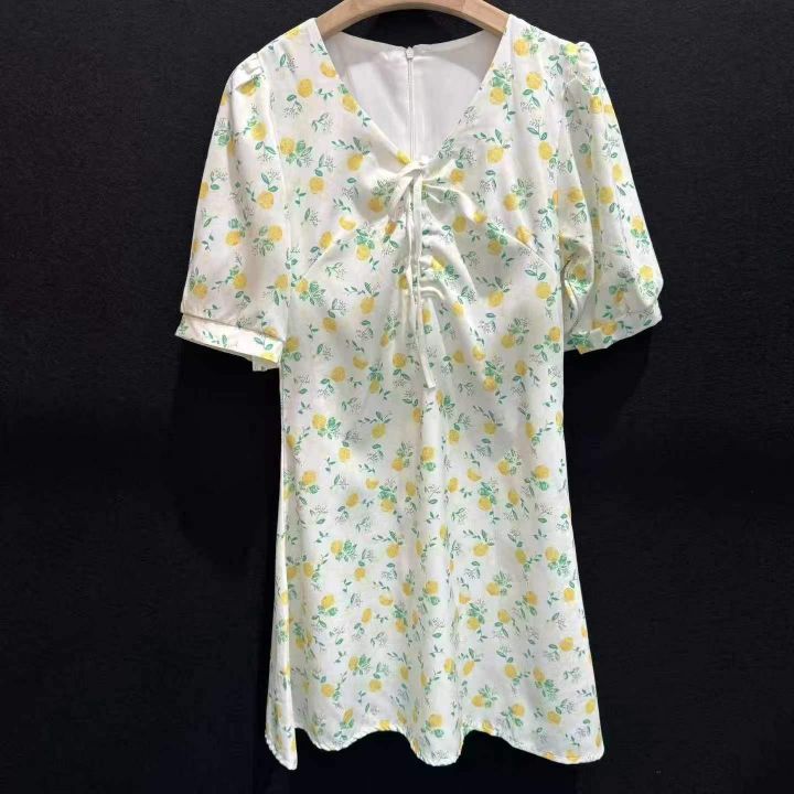 女装连衣裙夏日柠香V