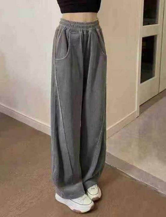 美式复古运动裤女高腰