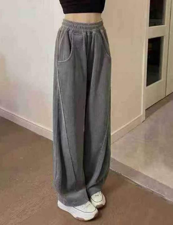 美式复古运动裤女高腰