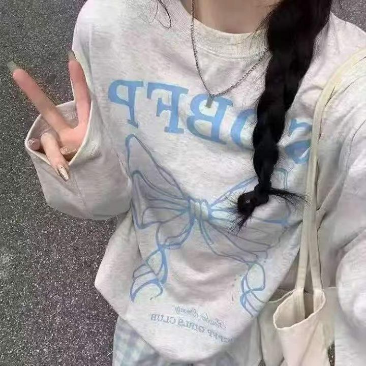 印花纯棉T恤，长袖打