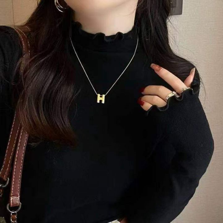 半高领软糯德绒木耳边