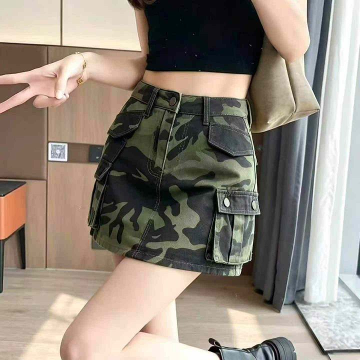 双口袋防走光A字裙夏