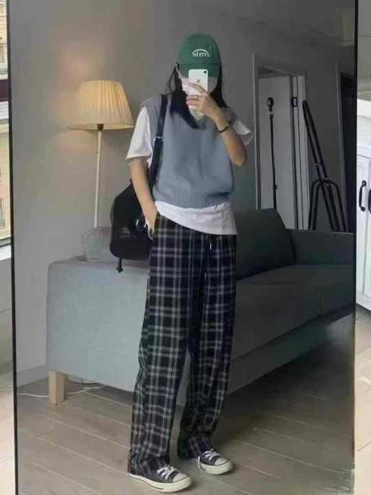 黑白格子休闲裤164