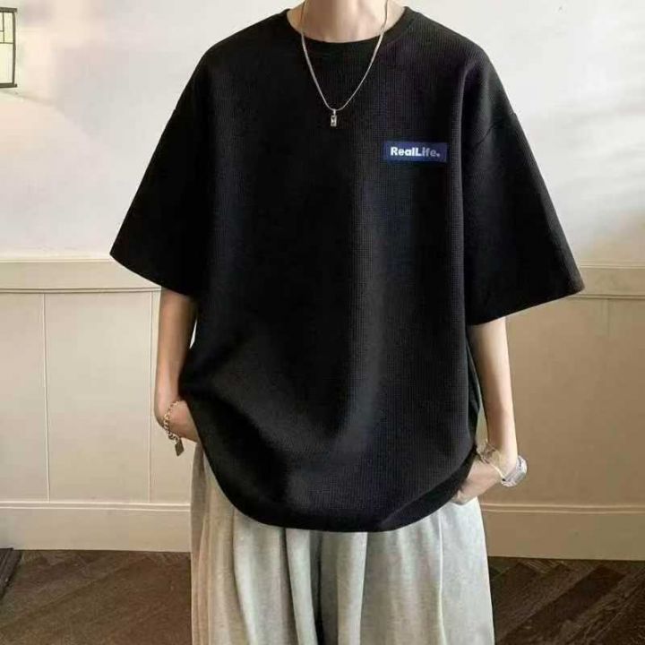 夏季华夫格短袖t恤男