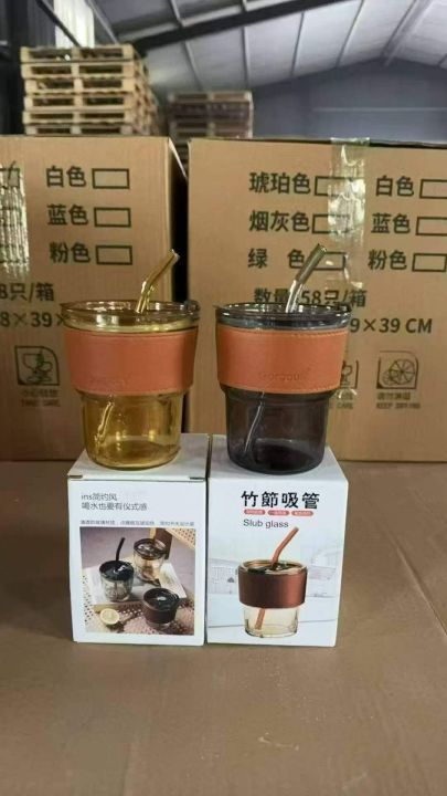 网红竹节玻璃杯独立彩