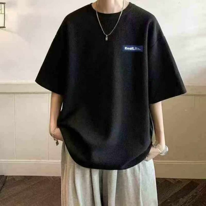 夏季华夫格短袖t恤男