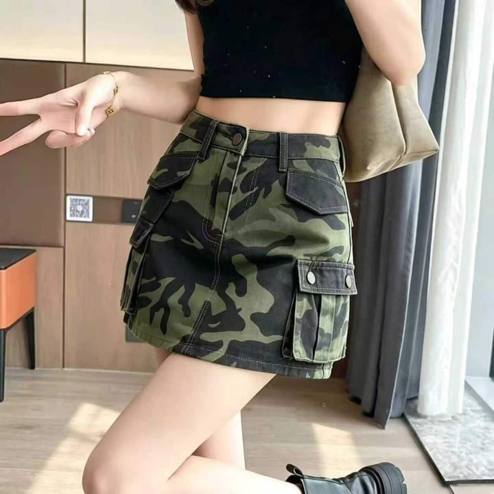 双口袋防走光A字裙夏