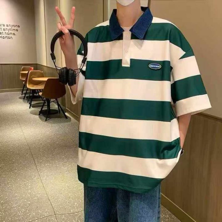 潮流休闲条纹POlo