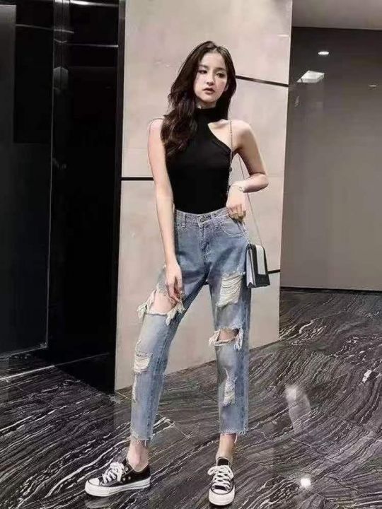 ☕️破洞牛仔裤女宽松