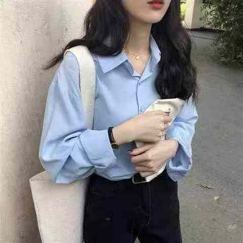 春款宽松简约长袖衬衫