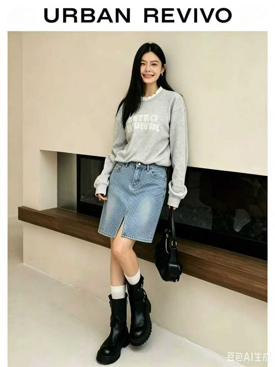 韩系水洗蓝小波点牛仔