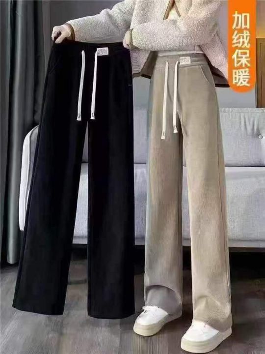 加绒灯芯绒阔腿裤女秋