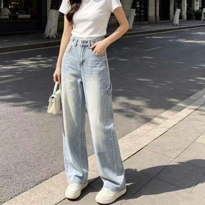 高级感浅蓝色牛仔裤女