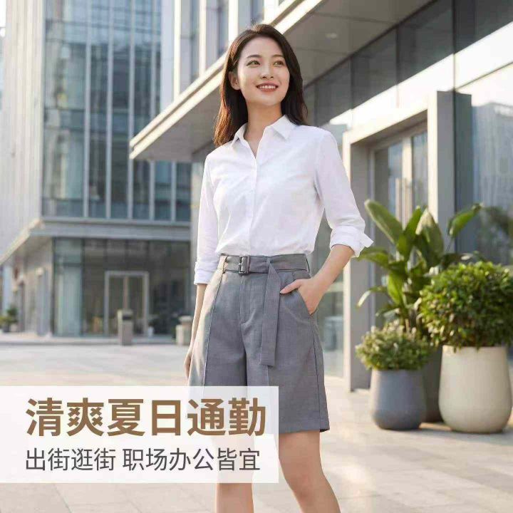 ♍高腰西装直筒短裤1